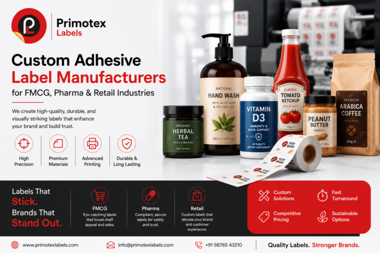 Custom Adhesive Label Manufacturers for FMCG, Pharma & Retail Industries